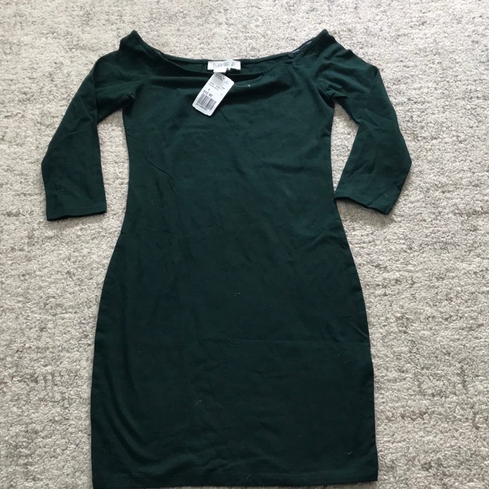 Hunter green body con dress
